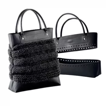 KnitPro Sew-on Kit in Faux Leather - black